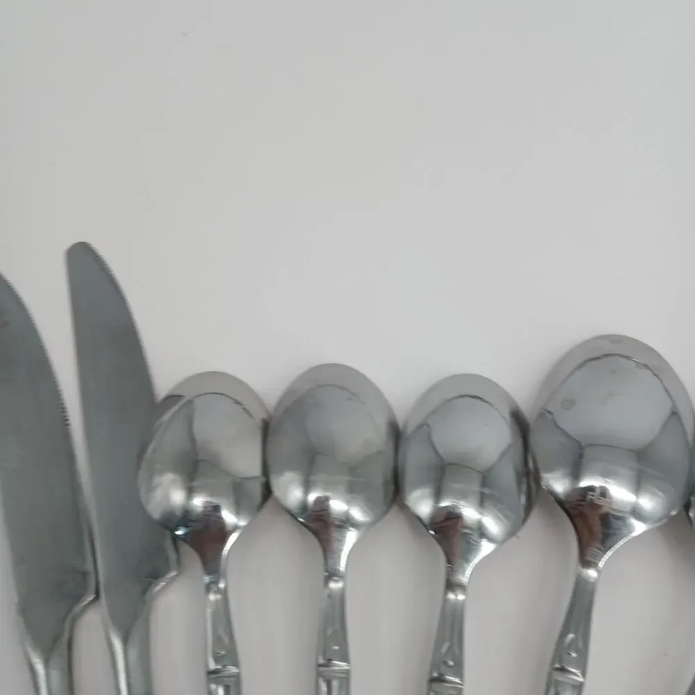 9X Spoons Flatasy Bamboo Stainless Flatware Silverware Table Teaspoon Butter Knv